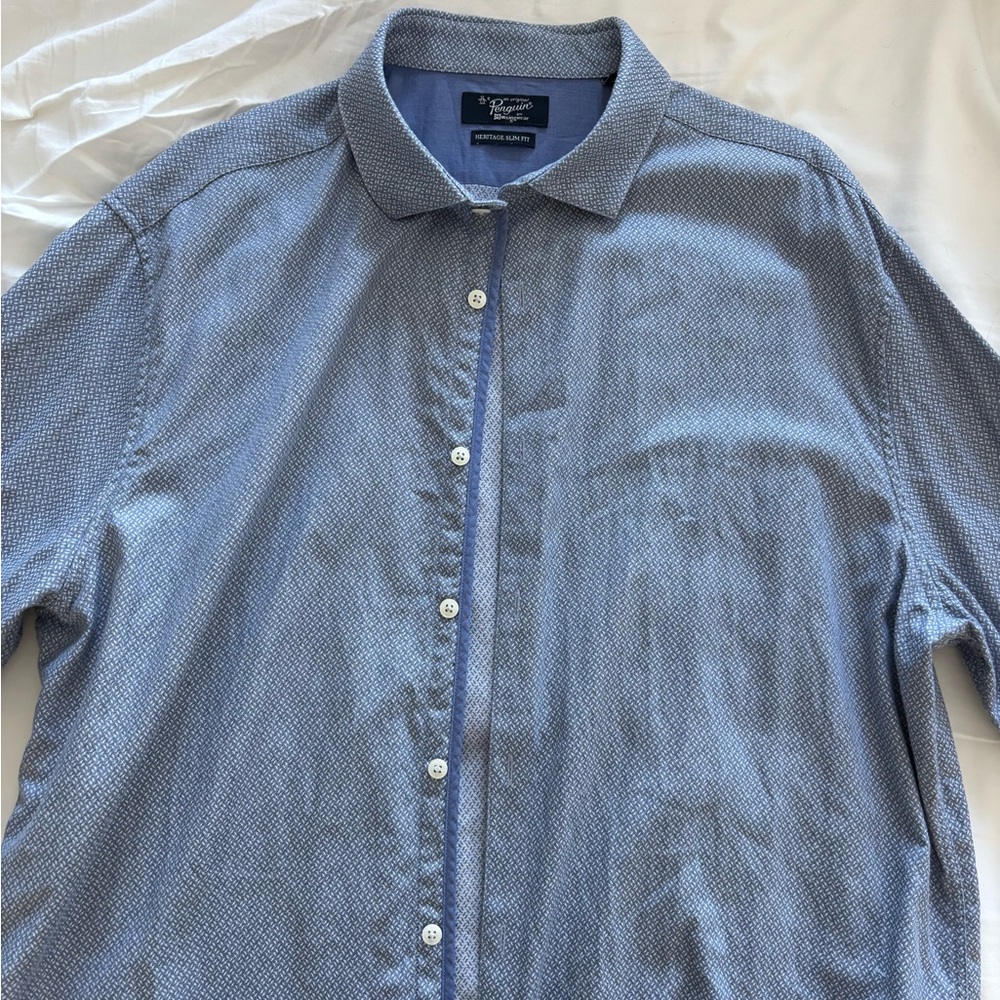 Original Penguin Light Blue Patterned Casual Shirt
